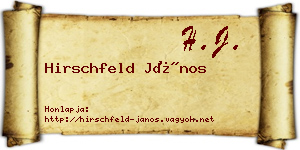 Hirschfeld János névjegykártya